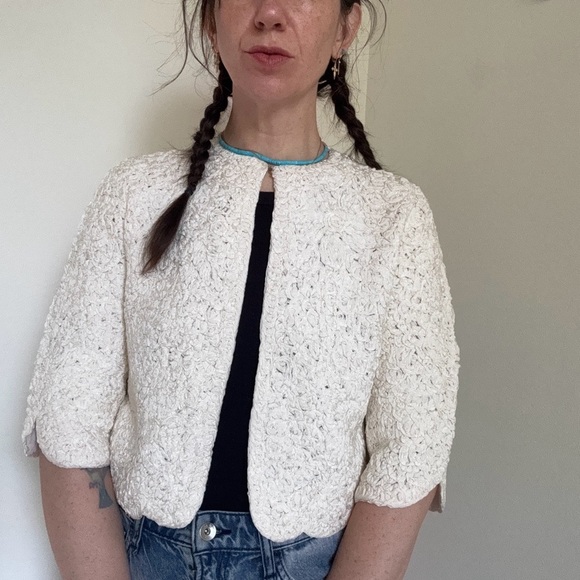 Vintage White Cream Ribbon Soutache Jacket - Picture 2 of 13